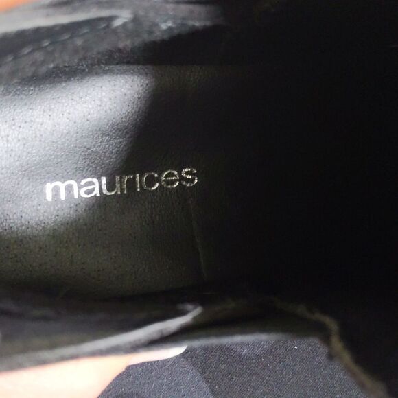 Maurices black & white slip on wedge booties, faux suede, size 9M - Picture 8 of 9